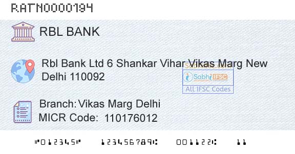 Rbl Bank Limited Vikas Marg DelhiBranch 
