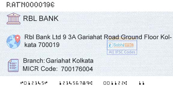Rbl Bank Limited Gariahat KolkataBranch 