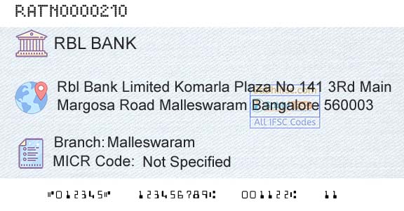 Rbl Bank Limited MalleswaramBranch 