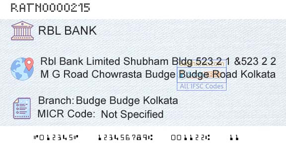 Rbl Bank Limited Budge Budge KolkataBranch 
