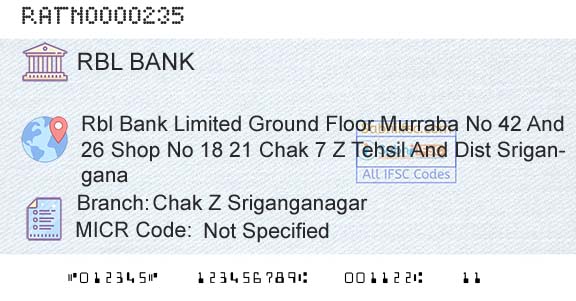Rbl Bank Limited Chak Z SriganganagarBranch 