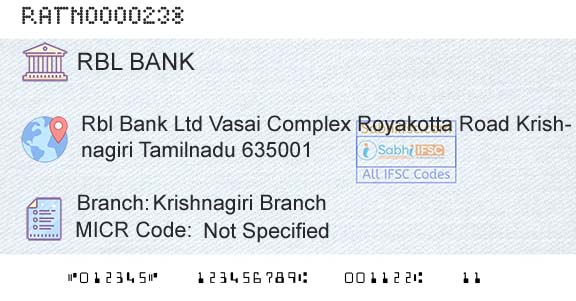 Rbl Bank Limited Krishnagiri BranchBranch 