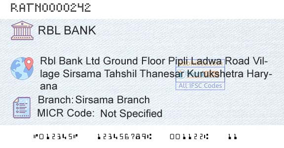 Rbl Bank Limited Sirsama BranchBranch 