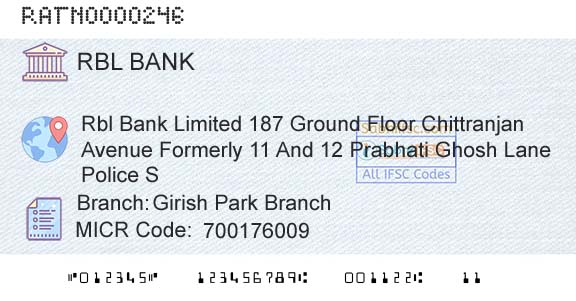 Rbl Bank Limited Girish Park BranchBranch 