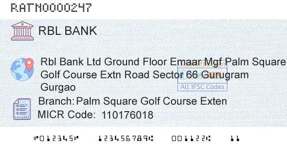 Rbl Bank Limited Palm Square Golf Course ExtenBranch 