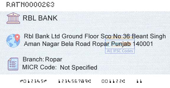 Rbl Bank Limited RoparBranch 
