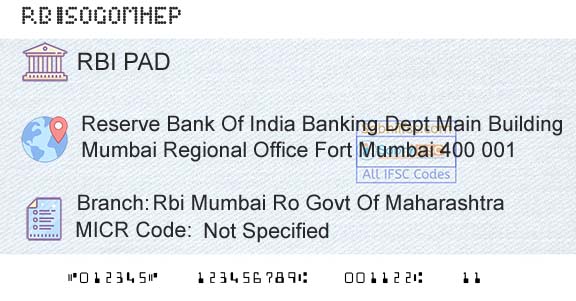 Reserve Bank Of India Rbi Mumbai Ro Govt Of MaharashtraBranch 