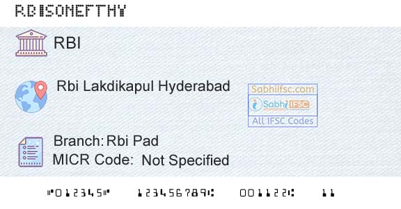 Reserve Bank Of India Rbi PadBranch 