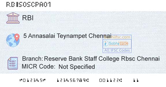 Reserve Bank Of India Reserve Bank Staff College Rbsc ChennaiBranch 