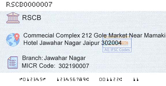 The Rajasthan State Cooperative Bank Limited Jawahar NagarBranch 