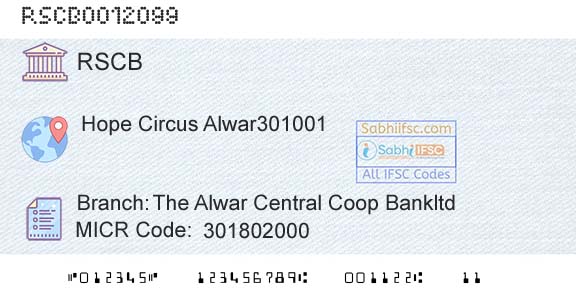 The Rajasthan State Cooperative Bank Limited The Alwar Central Coop BankltdBranch 