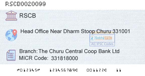 The Rajasthan State Cooperative Bank Limited The Churu Central Coop Bank LtdBranch 