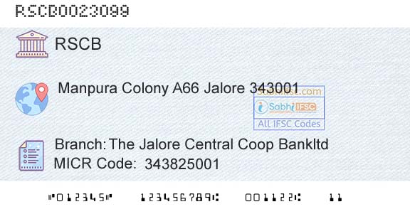 The Rajasthan State Cooperative Bank Limited The Jalore Central Coop BankltdBranch 