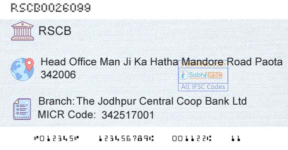 The Rajasthan State Cooperative Bank Limited The Jodhpur Central Coop Bank LtdBranch 