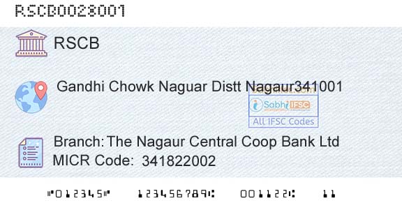 The Rajasthan State Cooperative Bank Limited The Nagaur Central Coop Bank LtdBranch 