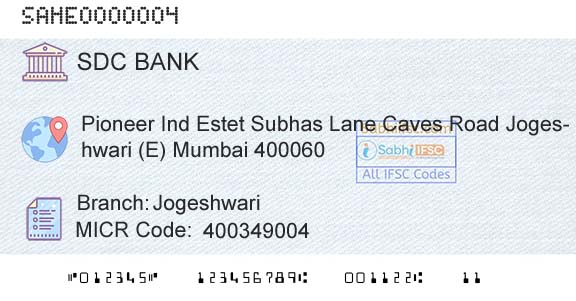 Sahebrao Deshmukh Cooperative Bank Limited JogeshwariBranch 