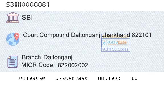 State Bank Of India DaltonganjBranch 
