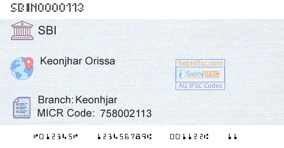 State Bank Of India KeonhjarBranch 