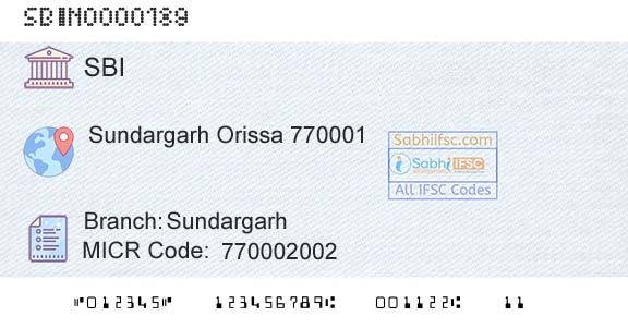 State Bank Of India SundargarhBranch 