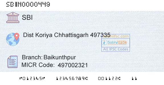 State Bank Of India BaikunthpurBranch 