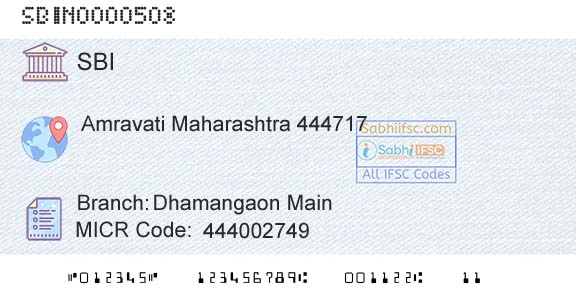 State Bank Of India Dhamangaon MainBranch 