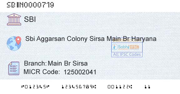 State Bank Of India Main Br SirsaBranch 