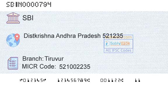 State Bank Of India TiruvurBranch 
