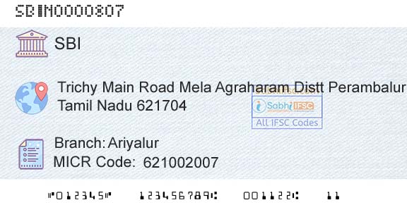 State Bank Of India AriyalurBranch 
