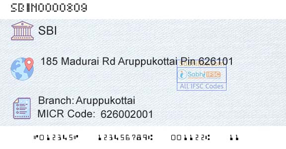State Bank Of India AruppukottaiBranch 