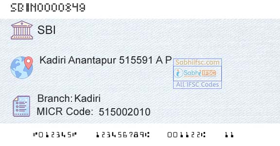State Bank Of India KadiriBranch 