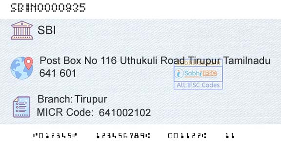 State Bank Of India TirupurBranch 