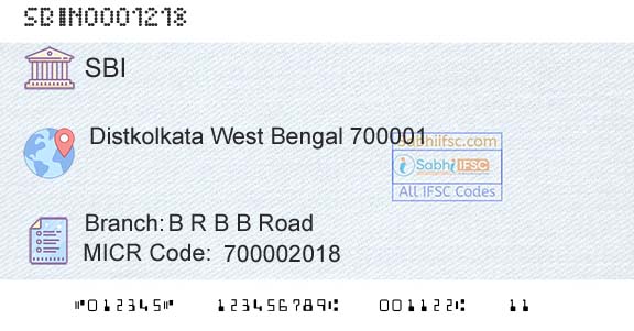 State Bank Of India B R B B RoadBranch 
