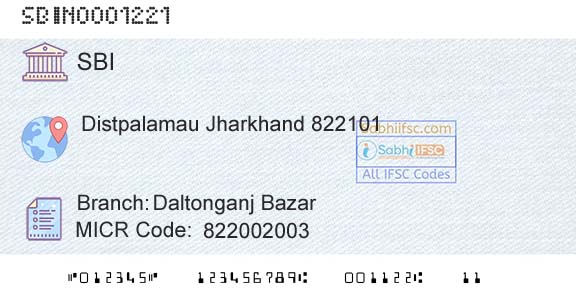 State Bank Of India Daltonganj BazarBranch 