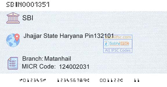 State Bank Of India MatanhailBranch 