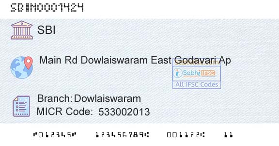 State Bank Of India DowlaiswaramBranch 