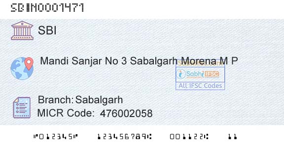State Bank Of India SabalgarhBranch 