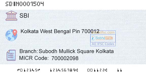 State Bank Of India Subodh Mullick Square KolkataBranch 