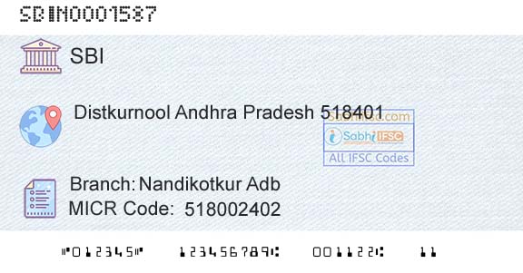 State Bank Of India Nandikotkur AdbBranch 
