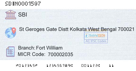 State Bank Of India Fort WilliamBranch 