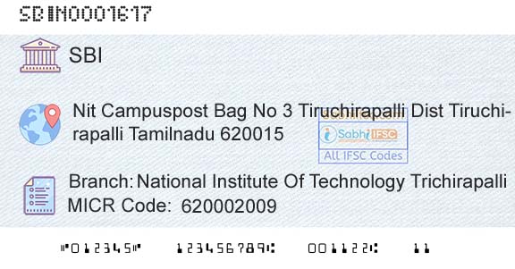 State Bank Of India National Institute Of Technology TrichirapalliBranch 