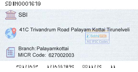 State Bank Of India PalayamkottaiBranch 