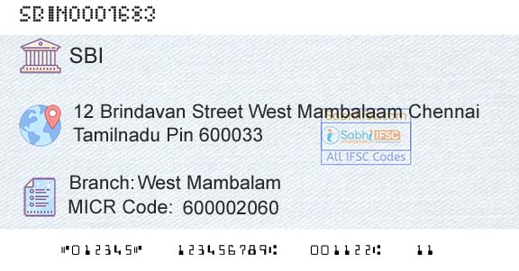State Bank Of India West MambalamBranch 