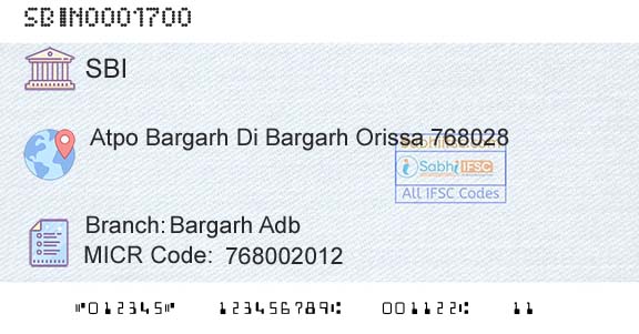 State Bank Of India Bargarh AdbBranch 