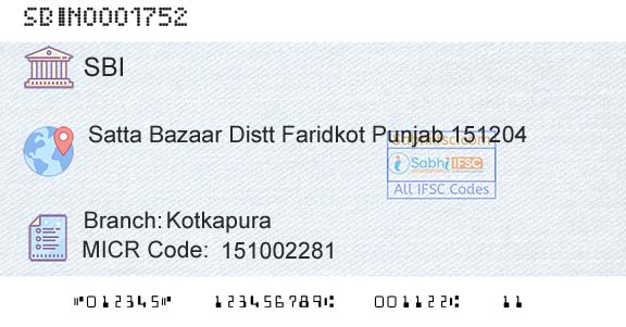 State Bank Of India KotkapuraBranch 