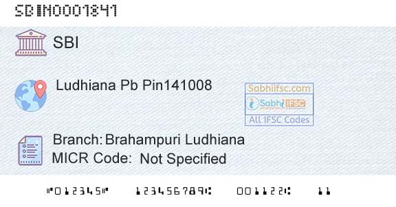 State Bank Of India Brahampuri LudhianaBranch 