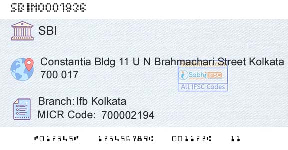 State Bank Of India Ifb KolkataBranch 