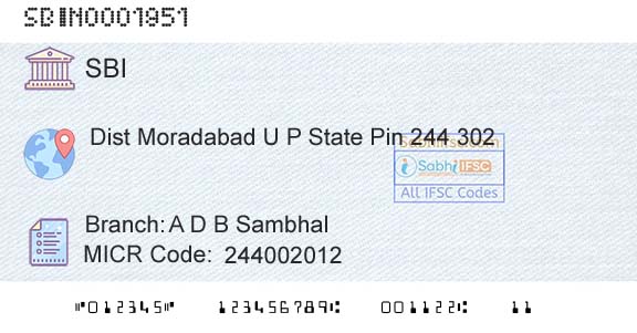 State Bank Of India A D B SambhalBranch 