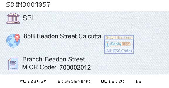 State Bank Of India Beadon StreetBranch 