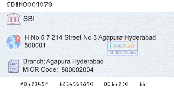 State Bank Of India Agapura HyderabadBranch 