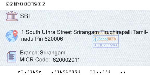 State Bank Of India SrirangamBranch 